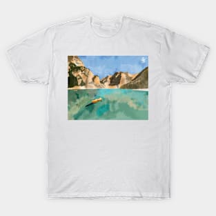 Mountain and lake watercolor landscape painting T-Shirt